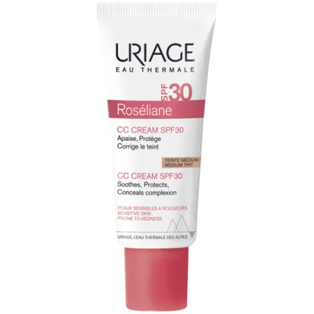 Uriage – Roséliane Crème Teintée SPF30  Unifie, camoufle, hydrate, protège – Peaux sensibles à rougeurs
