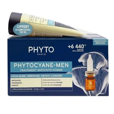 PHYTO Set PHYTOCYANE Traitement Anti-Chute Homme Chute Progressive + Shampooing 100 ml Offert