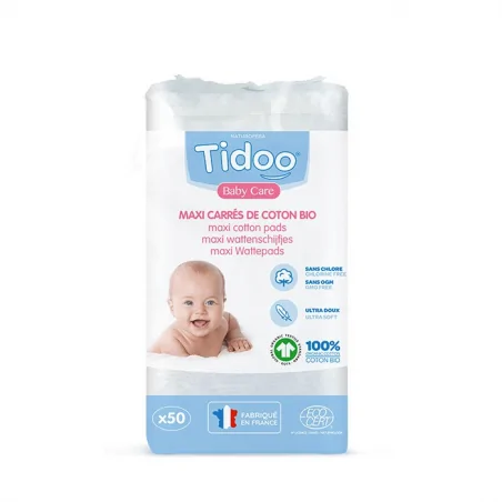 Tidoo Maxi Carrés de Coton Bio – x50
