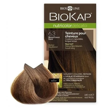 BIOKAP Nutricolor Delicato Teinture pour Cheveux Blond Foncé Doré 6.3 – 140 ml